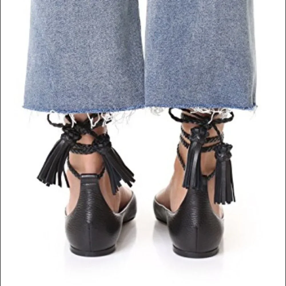 Paul Andrew Wrap Tassel Ballerina‎ Flats Black
